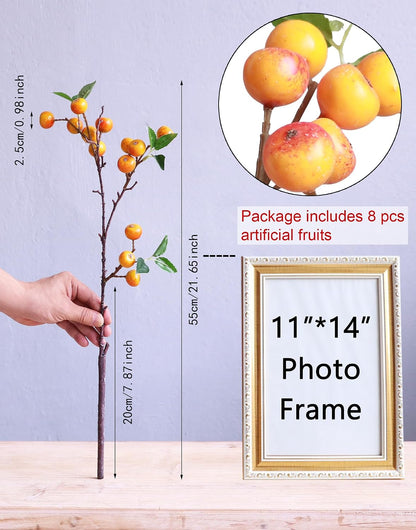 Like Natural 4Pcs 21.6 Inch Faux Berries Artificial Berry Branches Fruits Artificial Flowers for Christmas Home Decorations Living Room Table Vase Decor Office Gifts Indoor