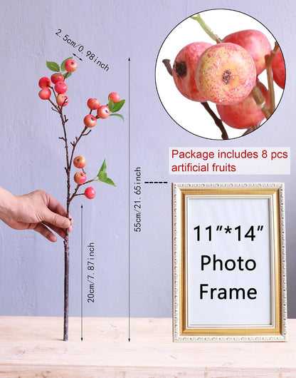 Like Natural 4Pcs 21.6 Inch Faux Berries Artificial Berry Branches Fruits Artificial Flowers for Christmas Home Decorations Living Room Table Vase Decor Office Gifts Indoor