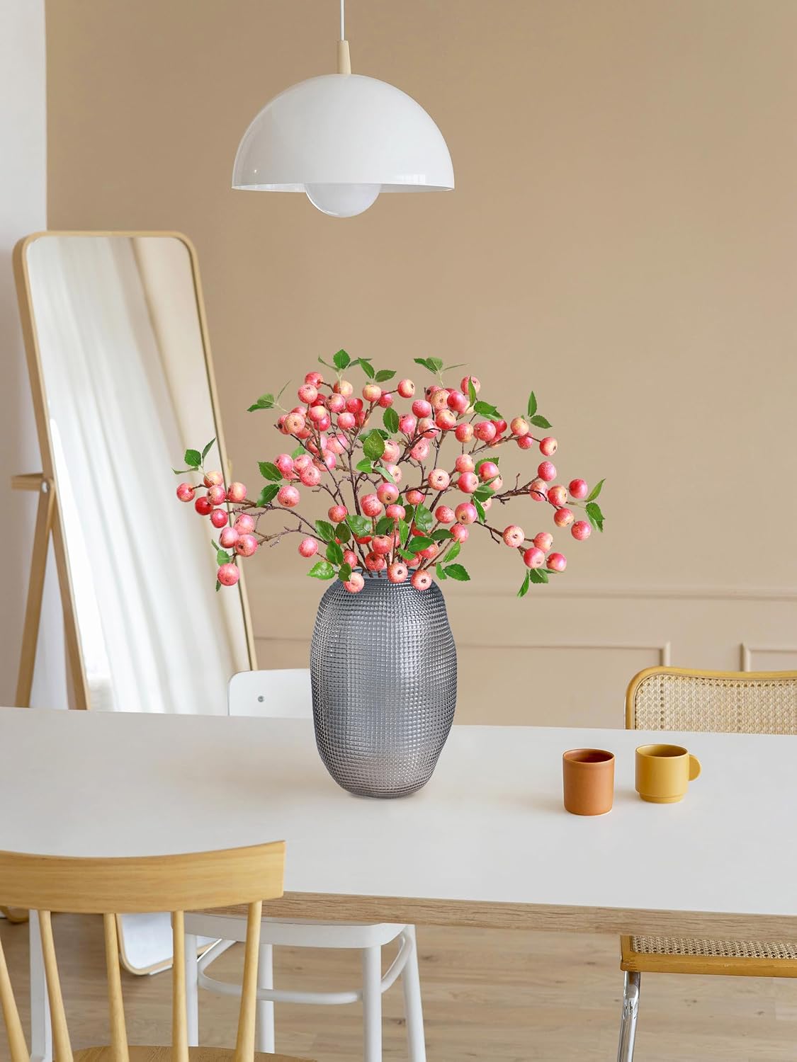 Like Natural 4Pcs 21.6 Inch Faux Berries Artificial Berry Branches Fruits Artificial Flowers for Christmas Home Decorations Living Room Table Vase Decor Office Gifts Indoor