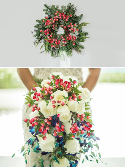 Like Natural 4Pcs 21.6 Inch Faux Berries Artificial Berry Branches Fruits Artificial Flowers for Christmas Home Decorations Living Room Table Vase Decor Office Gifts Indoor