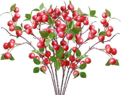 Like Natural 4Pcs 21.6 Inch Faux Berries Artificial Berry Branches Fruits Artificial Flowers for Christmas Home Decorations Living Room Table Vase Decor Office Gifts Indoor