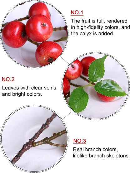 Like Natural 4Pcs 21.6 Inch Faux Berries Artificial Berry Branches Fruits Artificial Flowers for Christmas Home Decorations Living Room Table Vase Decor Office Gifts Indoor