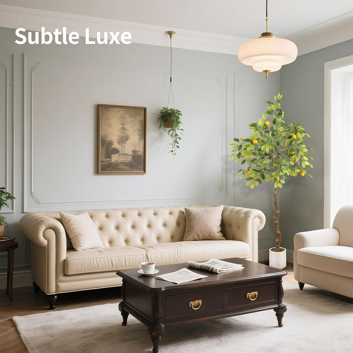 Artificial Lemon Tree, 5 feet Indoor Fake Plants, Comes with 21 Simulated Lemon Fruits, Adjustable Branches, for Home Living Room Decorations and Office Decorations