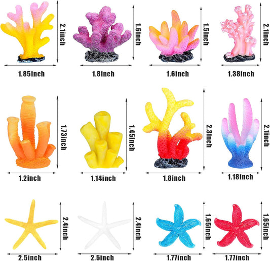 12 Pieces Fake Coral Plant Aquarium Decorations Fish Tank Ornament Decor Artificial Polyresin Colorful Coral Reef Decoration Accessories for Betta Fish Tank Aquarium Landscape(Lovely Style)