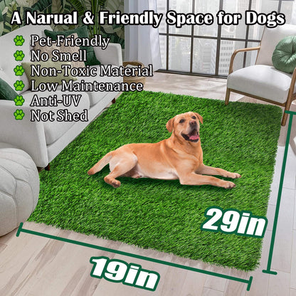 GLOBREEN 34" x 23" Fake Grass Pee Pad for Dogs Potty Training Turf Pets Mat - Indoor Outdoor Use