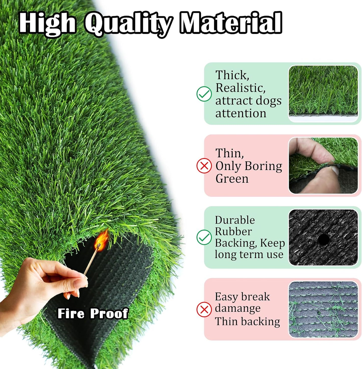 GLOBREEN 34" x 23" Fake Grass Pee Pad for Dogs Potty Training Turf Pets Mat - Indoor Outdoor Use