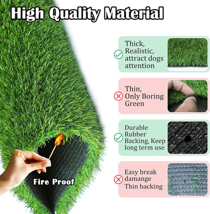 GLOBREEN 34" x 23" Fake Grass Pee Pad for Dogs Potty Training Turf Pets Mat - Indoor Outdoor Use