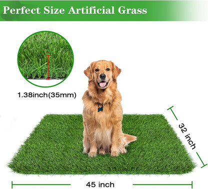 GLOBREEN 34" x 23" Fake Grass Pee Pad for Dogs Potty Training Turf Pets Mat - Indoor Outdoor Use