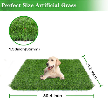 GLOBREEN 34" x 23" Fake Grass Pee Pad for Dogs Potty Training Turf Pets Mat - Indoor Outdoor Use