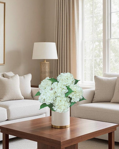 6PCS Blue Hydrangea Artificial Flowers Bouquets, Bulk Silk Hydrangea Heads with Stems, Fake Hydrangeas Flowers Arrangement, Faux Floral Decor for Home Wedding Party