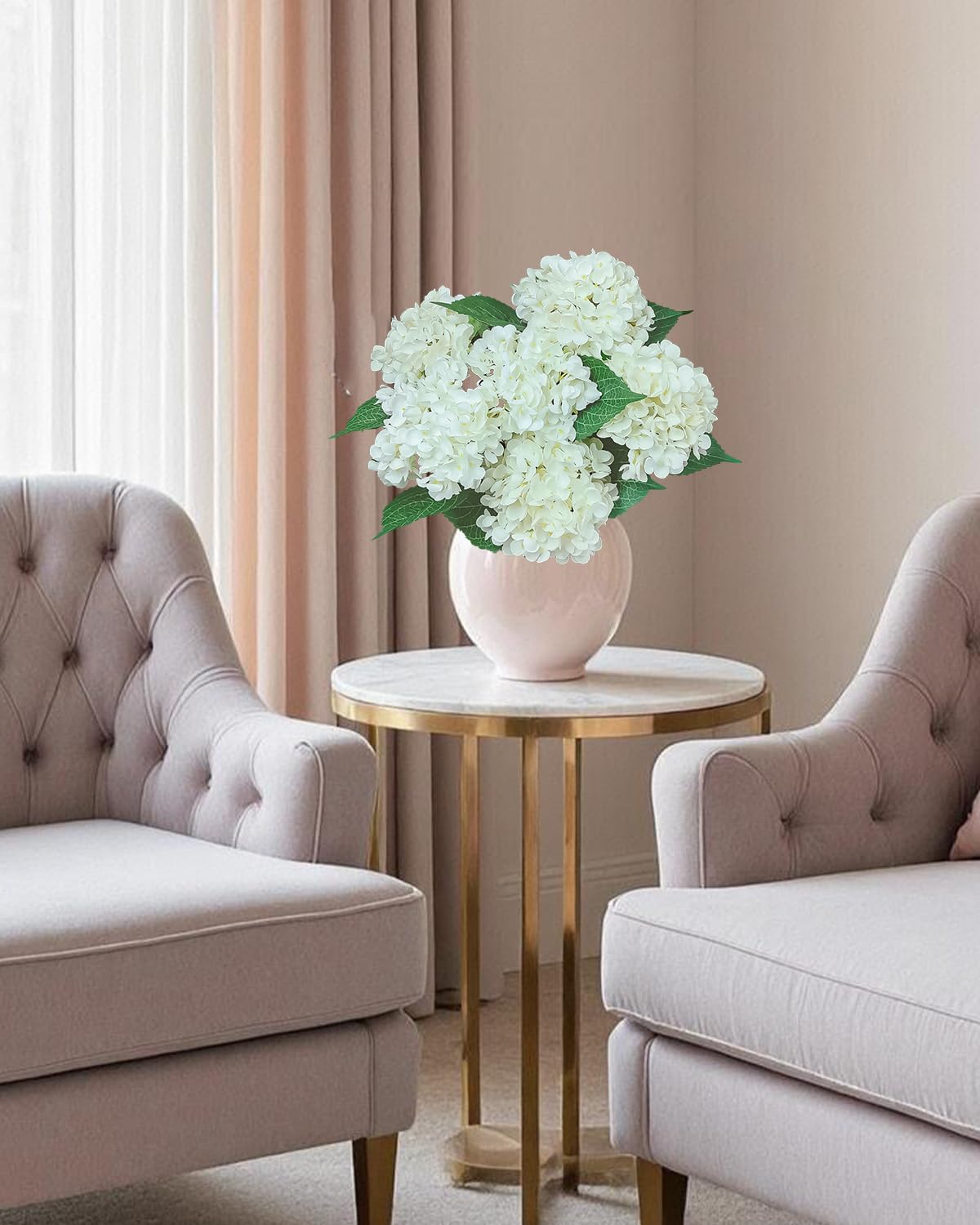 6PCS Blue Hydrangea Artificial Flowers Bouquets, Bulk Silk Hydrangea Heads with Stems, Fake Hydrangeas Flowers Arrangement, Faux Floral Decor for Home Wedding Party