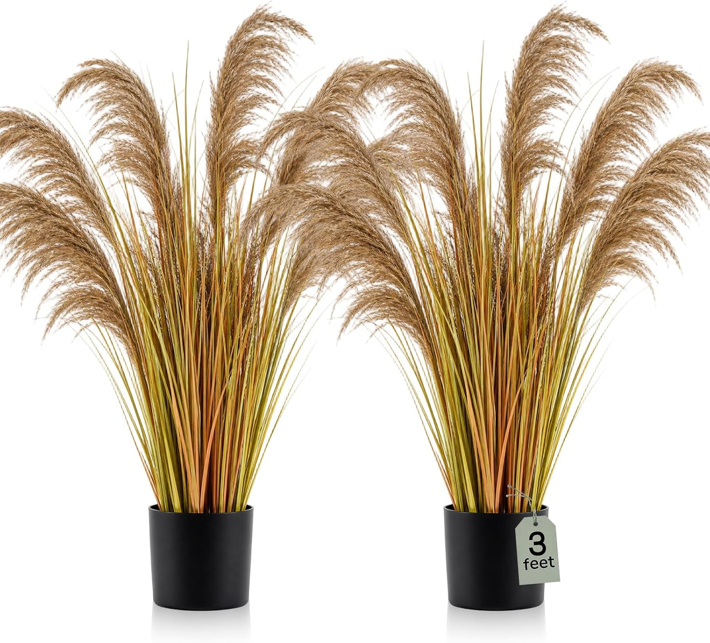 2 Pcs Pampas Grass Potted Plants 4 ft Tall Artificial Grass Potted Artificial Greenery Floor Plants Tall in Pot for Housewarming Gift House Garden Bathroom Lobby Outdoor Decoration (Fall)