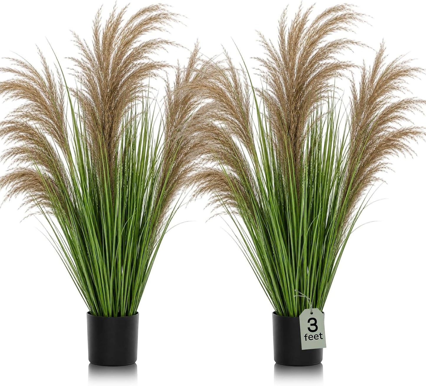 2 Pcs Pampas Grass Potted Plants 4 ft Tall Artificial Grass Potted Artificial Greenery Floor Plants Tall in Pot for Housewarming Gift House Garden Bathroom Lobby Outdoor Decoration (Fall)