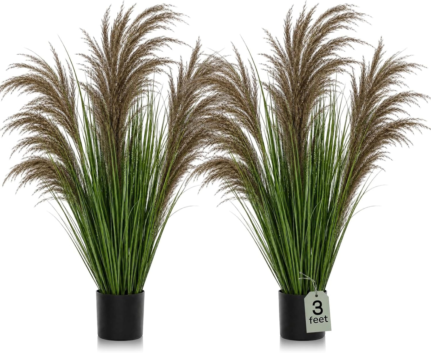 2 Pcs Pampas Grass Potted Plants 4 ft Tall Artificial Grass Potted Artificial Greenery Floor Plants Tall in Pot for Housewarming Gift House Garden Bathroom Lobby Outdoor Decoration (Fall)