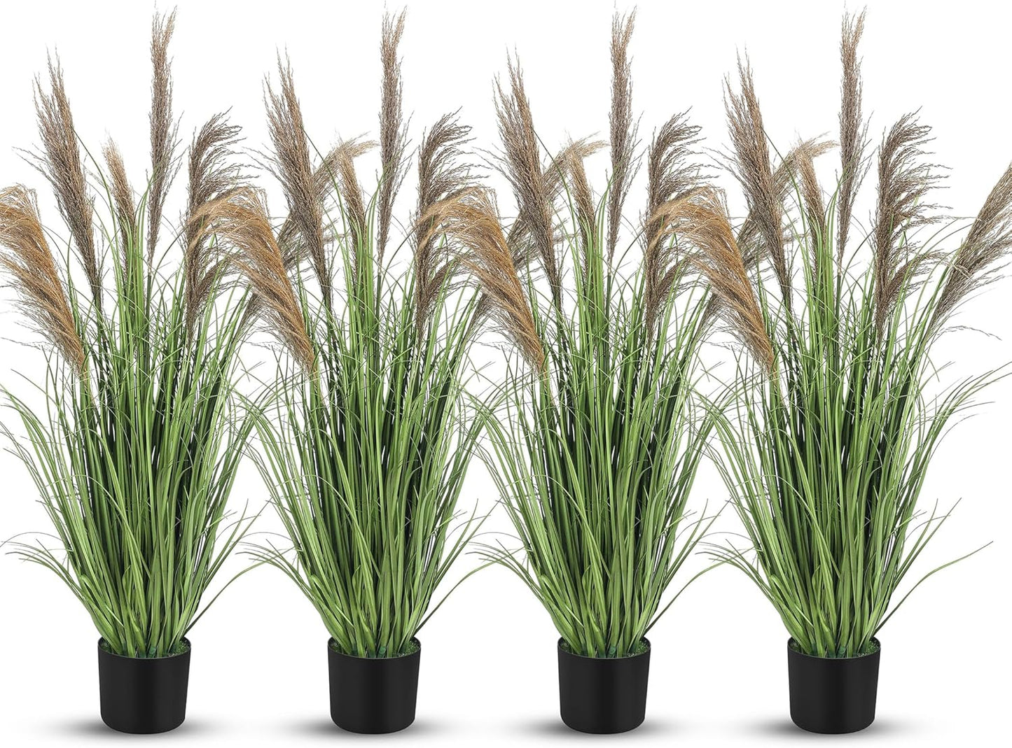 2 Pcs Pampas Grass Potted Plants 4 ft Tall Artificial Grass Potted Artificial Greenery Floor Plants Tall in Pot for Housewarming Gift House Garden Bathroom Lobby Outdoor Decoration (Fall)