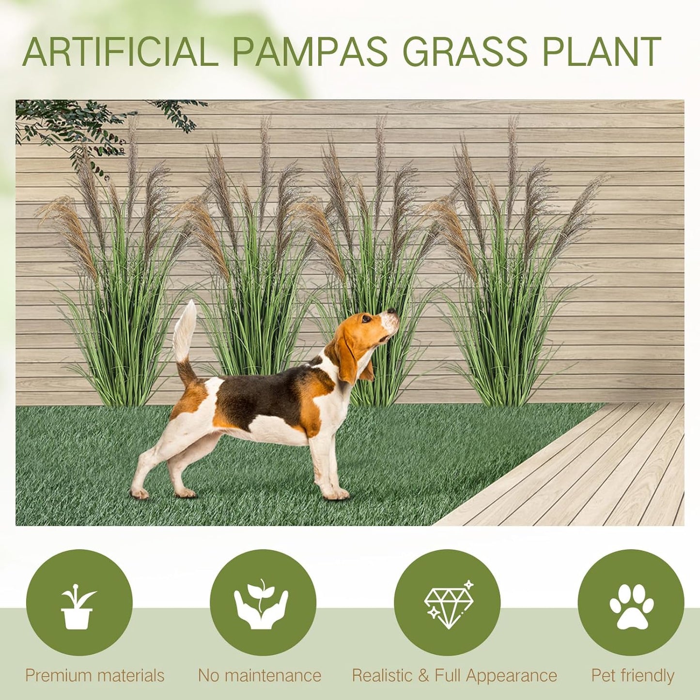 2 Pcs Pampas Grass Potted Plants 4 ft Tall Artificial Grass Potted Artificial Greenery Floor Plants Tall in Pot for Housewarming Gift House Garden Bathroom Lobby Outdoor Decoration (Fall)