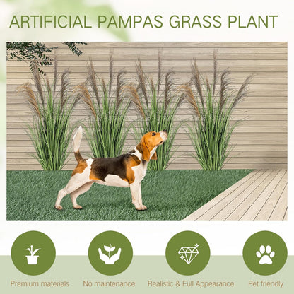2 Pcs Pampas Grass Potted Plants 4 ft Tall Artificial Grass Potted Artificial Greenery Floor Plants Tall in Pot for Housewarming Gift House Garden Bathroom Lobby Outdoor Decoration (Fall)