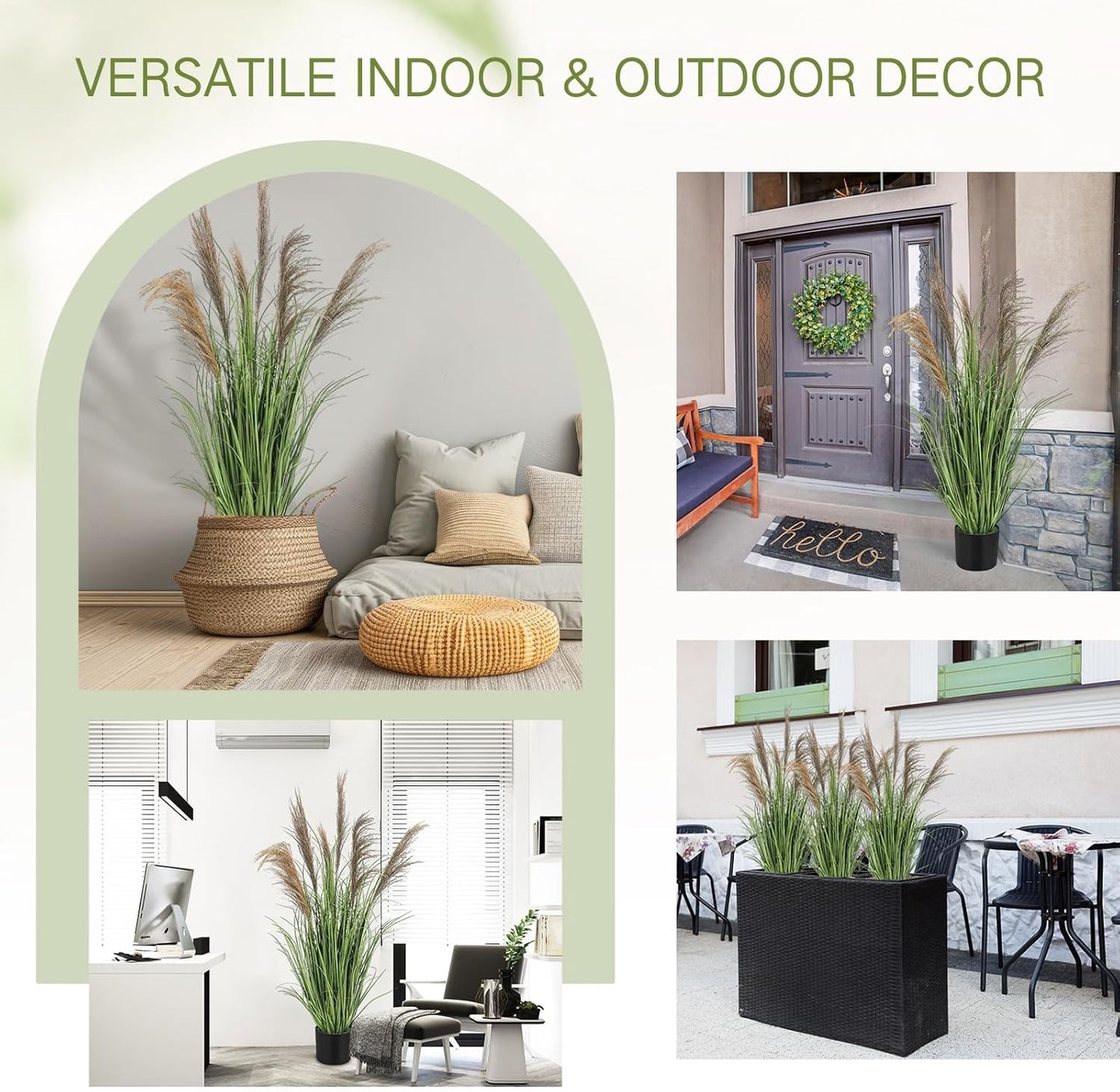 2 Pcs Pampas Grass Potted Plants 4 ft Tall Artificial Grass Potted Artificial Greenery Floor Plants Tall in Pot for Housewarming Gift House Garden Bathroom Lobby Outdoor Decoration (Fall)