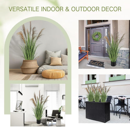 2 Pcs Pampas Grass Potted Plants 4 ft Tall Artificial Grass Potted Artificial Greenery Floor Plants Tall in Pot for Housewarming Gift House Garden Bathroom Lobby Outdoor Decoration (Fall)