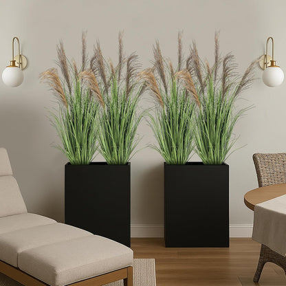2 Pcs Pampas Grass Potted Plants 4 ft Tall Artificial Grass Potted Artificial Greenery Floor Plants Tall in Pot for Housewarming Gift House Garden Bathroom Lobby Outdoor Decoration (Fall)