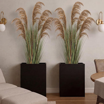 2 Pcs Pampas Grass Potted Plants 4 ft Tall Artificial Grass Potted Artificial Greenery Floor Plants Tall in Pot for Housewarming Gift House Garden Bathroom Lobby Outdoor Decoration (Fall)