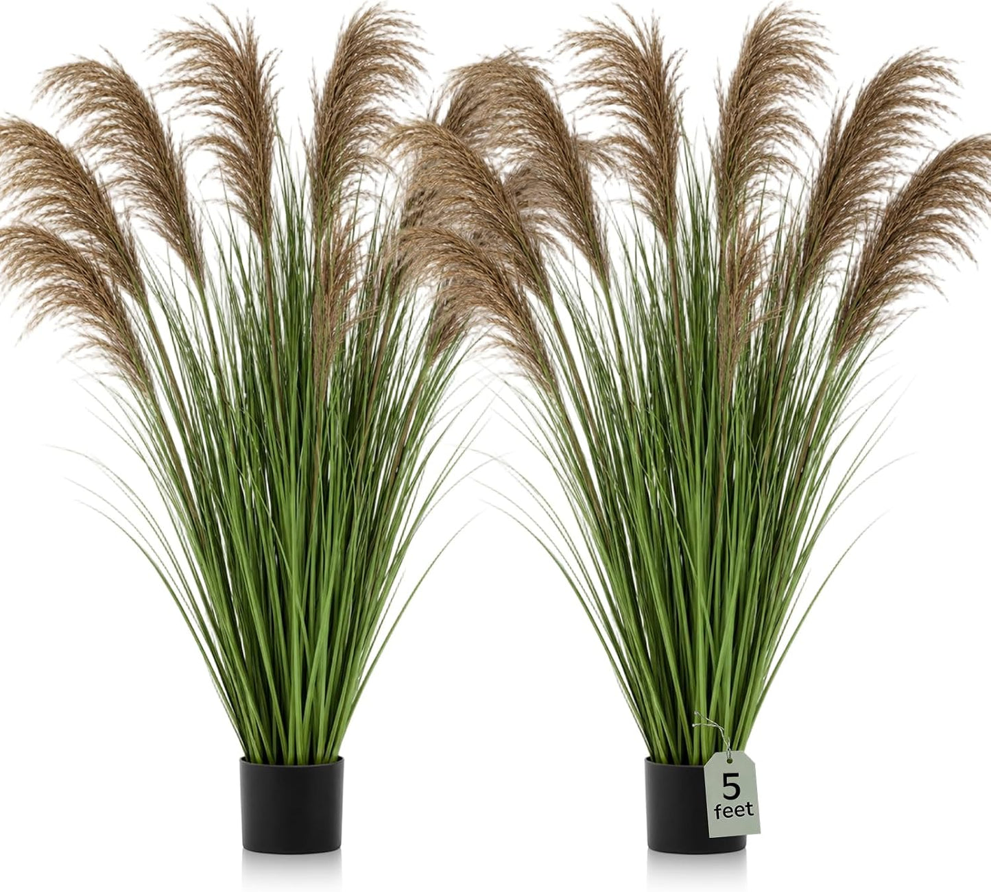 2 Pcs Pampas Grass Potted Plants 4 ft Tall Artificial Grass Potted Artificial Greenery Floor Plants Tall in Pot for Housewarming Gift House Garden Bathroom Lobby Outdoor Decoration (Fall)