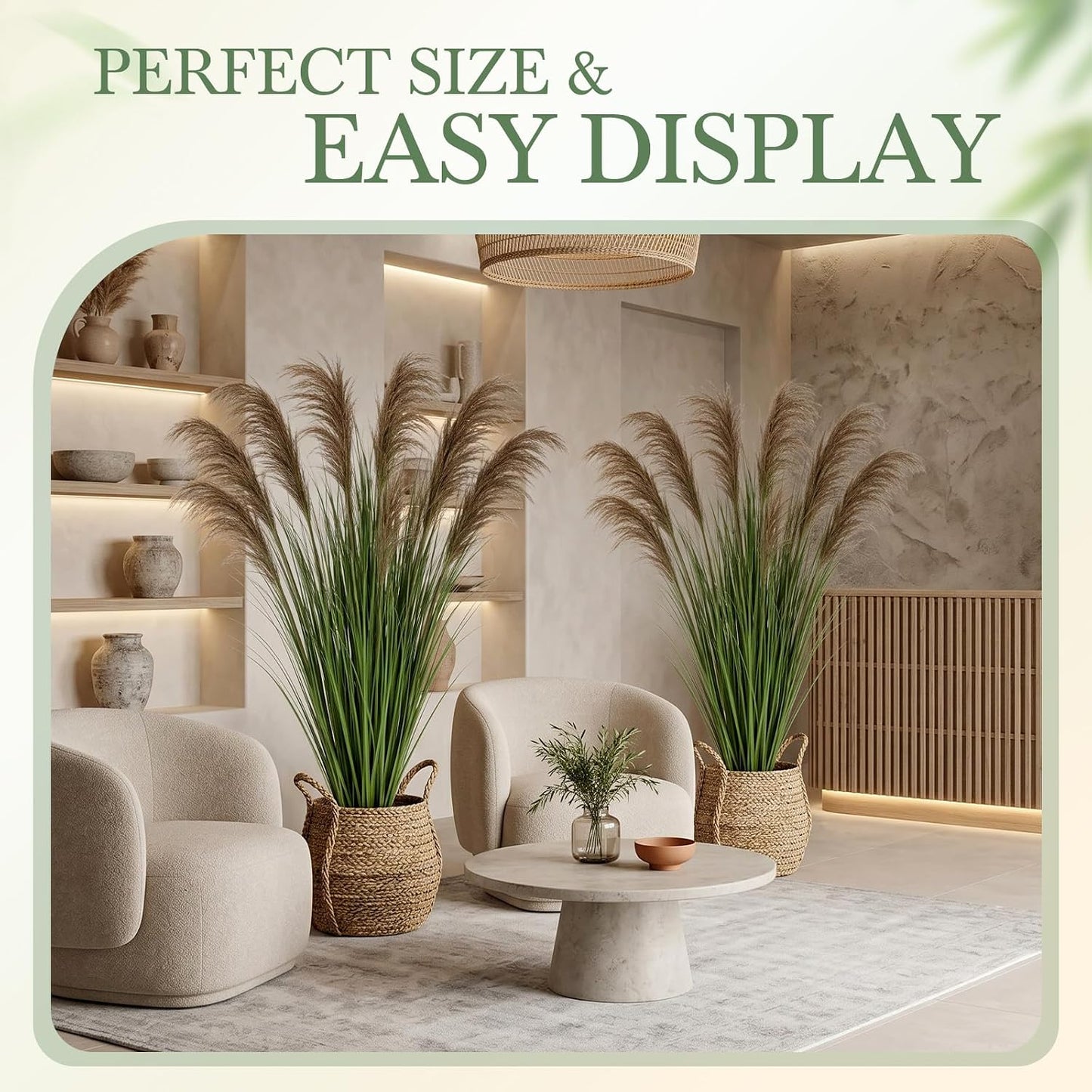 2 Pcs Pampas Grass Potted Plants 4 ft Tall Artificial Grass Potted Artificial Greenery Floor Plants Tall in Pot for Housewarming Gift House Garden Bathroom Lobby Outdoor Decoration (Fall)