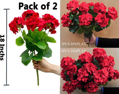 18'' Artificial Geraniums Realistic Silk Flowers for Outdoor