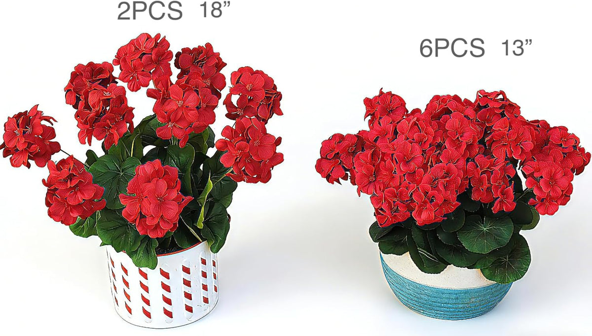 18'' Artificial Geraniums Realistic Silk Flowers for Outdoor