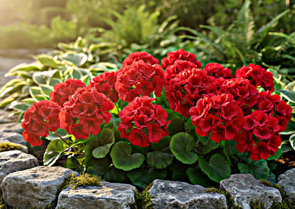 18'' Artificial Geraniums Realistic Silk Flowers for Outdoor