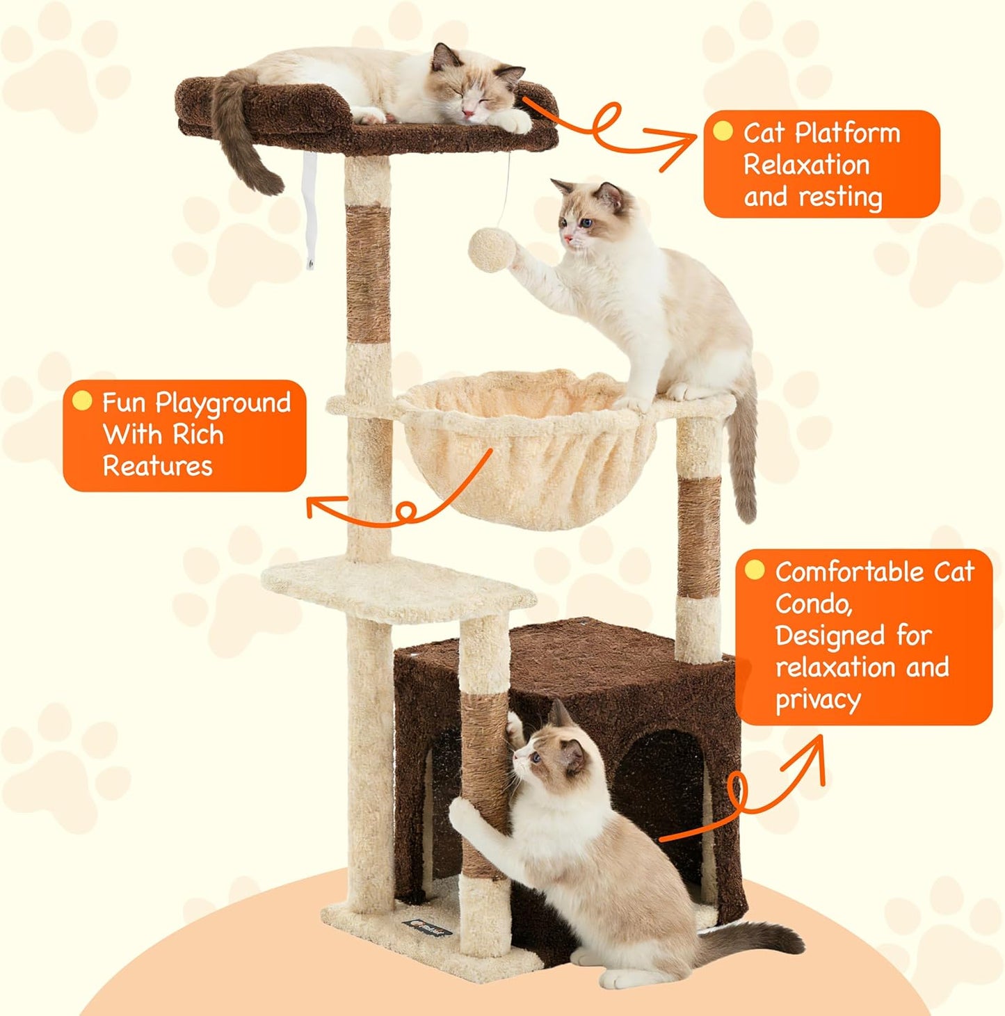 Cat Tree for Indoor Cats, 39.8-inch Cat Tower with 2 Plush Perches for Play & Rest, 1 Cozy Hideaway, Dangling Toy & Full Sisal Scratching Posts for Small Cats, Green