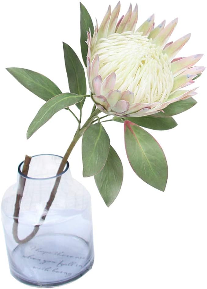 1 Pcs 55 CM The King Protea (Protea Cynaroides) Artificial Flowers Plants for Home Garden Wedding Party Decoration (Beige)