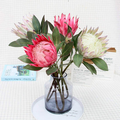 1 Pcs 55 CM The King Protea (Protea Cynaroides) Artificial Flowers Plants for Home Garden Wedding Party Decoration (Beige)