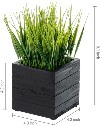 MyGift Artificial Rosemary Eucalyptus and Boxwood Plants Potted in Clear Glass Square Pots, Assorted Faux Greenery Indoor Home Table Centerpiece Office Desk Decor, 3 Piece Set