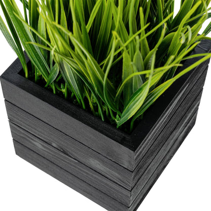 MyGift Artificial Rosemary Eucalyptus and Boxwood Plants Potted in Clear Glass Square Pots, Assorted Faux Greenery Indoor Home Table Centerpiece Office Desk Decor, 3 Piece Set