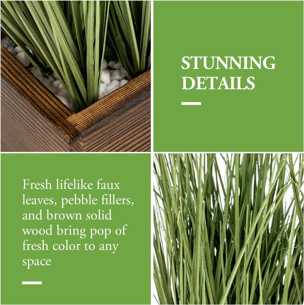 MyGift Artificial Rosemary Eucalyptus and Boxwood Plants Potted in Clear Glass Square Pots, Assorted Faux Greenery Indoor Home Table Centerpiece Office Desk Decor, 3 Piece Set