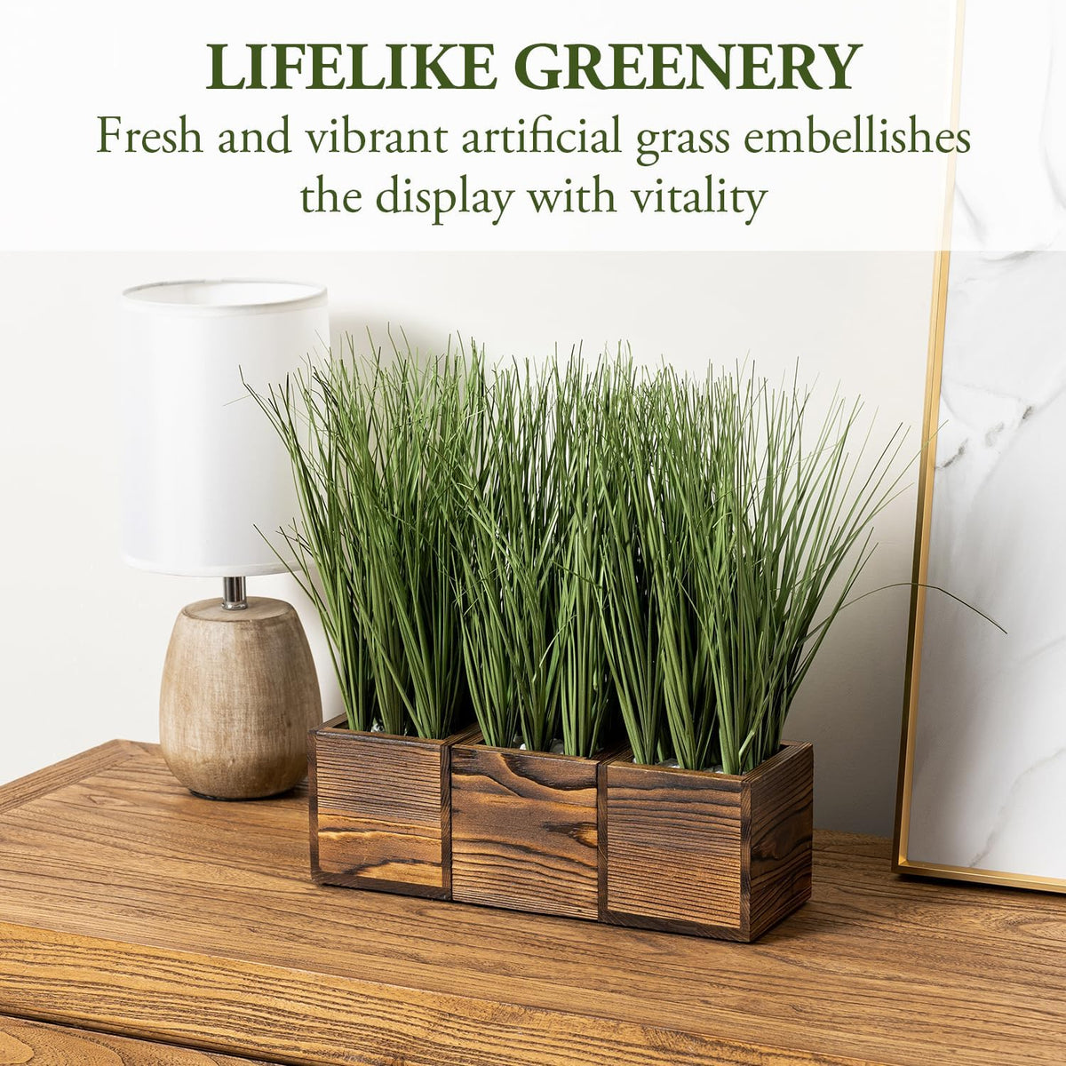 MyGift Artificial Rosemary Eucalyptus and Boxwood Plants Potted in Clear Glass Square Pots, Assorted Faux Greenery Indoor Home Table Centerpiece Office Desk Decor, 3 Piece Set