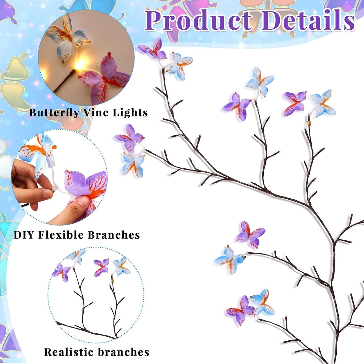 Cherry Blossom Tree Branch Lights for Wall, 3.94 FT Lights