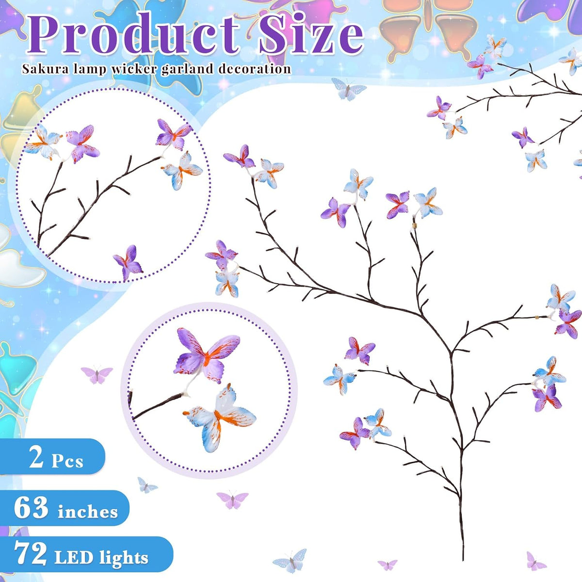 Cherry Blossom Tree Branch Lights for Wall, 3.94 FT Lights