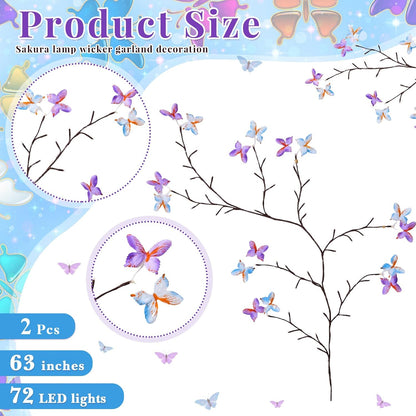 Cherry Blossom Tree Branch Lights for Wall, 3.94 FT Lights