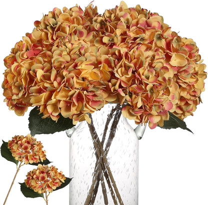 6pcs White Hydrangea Artificial Flowers - Faux Hydrangea Flowers, Fake Silk Flowers for Table Centerpiece, Silk Hydrangea Flowers with Stems for Home Wedding Party Decor
