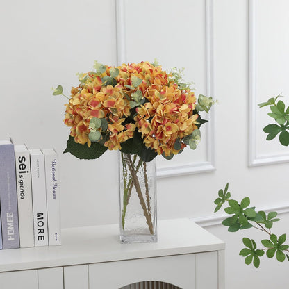 6pcs White Hydrangea Artificial Flowers - Faux Hydrangea Flowers, Fake Silk Flowers for Table Centerpiece, Silk Hydrangea Flowers with Stems for Home Wedding Party Decor