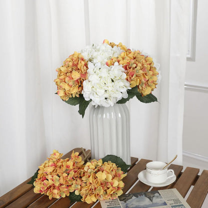6pcs White Hydrangea Artificial Flowers - Faux Hydrangea Flowers, Fake Silk Flowers for Table Centerpiece, Silk Hydrangea Flowers with Stems for Home Wedding Party Decor