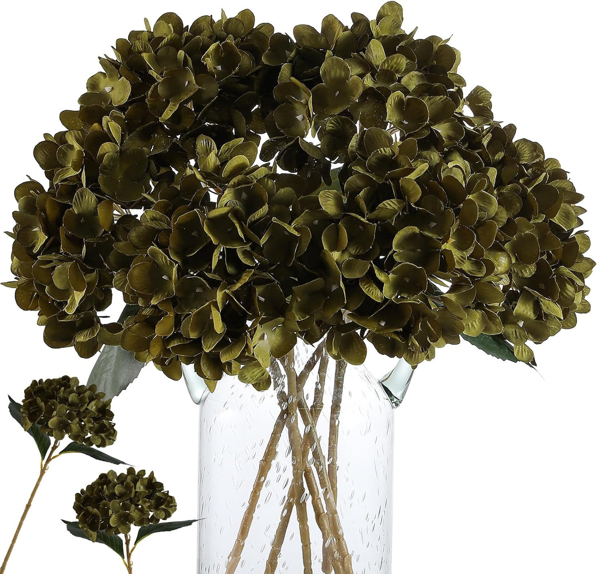 6pcs White Hydrangea Artificial Flowers - Faux Hydrangea Flowers, Fake Silk Flowers for Table Centerpiece, Silk Hydrangea Flowers with Stems for Home Wedding Party Decor