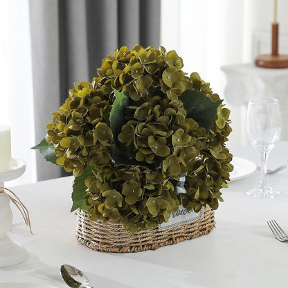 6pcs White Hydrangea Artificial Flowers - Faux Hydrangea Flowers, Fake Silk Flowers for Table Centerpiece, Silk Hydrangea Flowers with Stems for Home Wedding Party Decor
