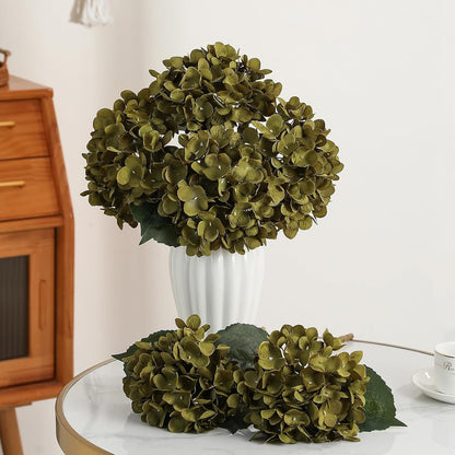 6pcs White Hydrangea Artificial Flowers - Faux Hydrangea Flowers, Fake Silk Flowers for Table Centerpiece, Silk Hydrangea Flowers with Stems for Home Wedding Party Decor