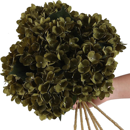 6pcs White Hydrangea Artificial Flowers - Faux Hydrangea Flowers, Fake Silk Flowers for Table Centerpiece, Silk Hydrangea Flowers with Stems for Home Wedding Party Decor