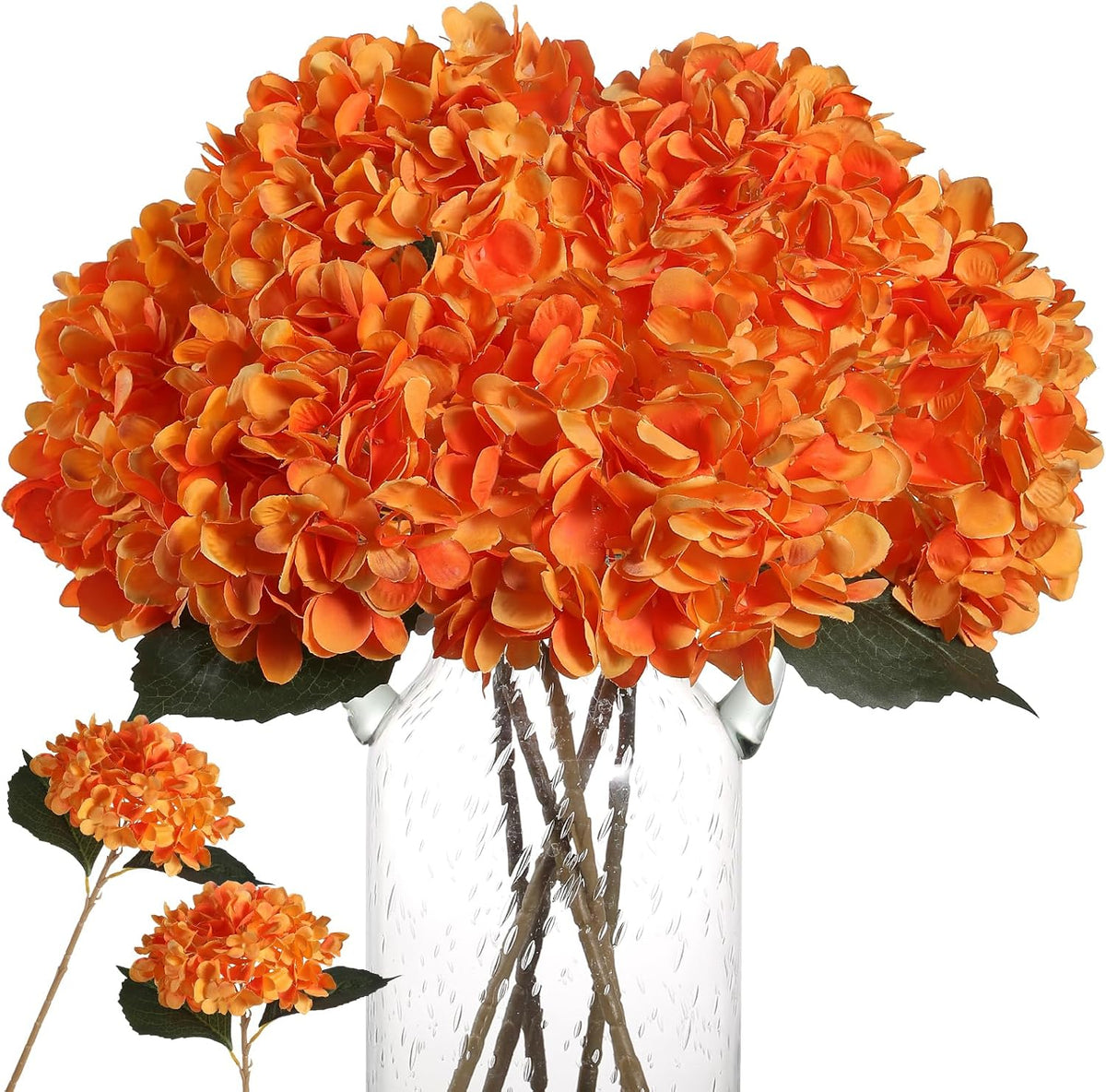 6pcs White Hydrangea Artificial Flowers - Faux Hydrangea Flowers, Fake Silk Flowers for Table Centerpiece, Silk Hydrangea Flowers with Stems for Home Wedding Party Decor