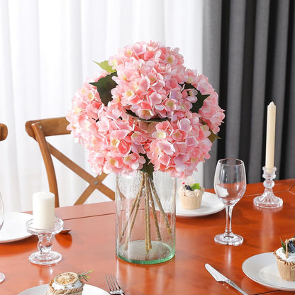 6pcs White Hydrangea Artificial Flowers - Faux Hydrangea Flowers, Fake Silk Flowers for Table Centerpiece, Silk Hydrangea Flowers with Stems for Home Wedding Party Decor