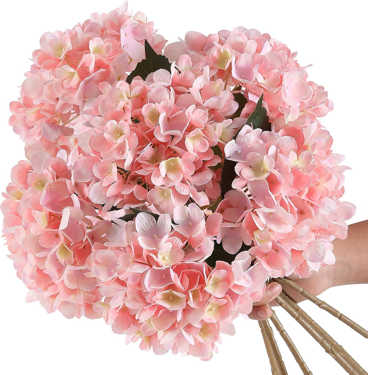 6pcs White Hydrangea Artificial Flowers - Faux Hydrangea Flowers, Fake Silk Flowers for Table Centerpiece, Silk Hydrangea Flowers with Stems for Home Wedding Party Decor